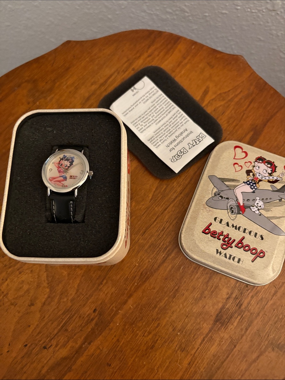 Betty Boop Watch with Black Strap and Red Accents